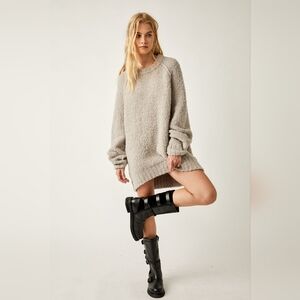 Free People Teddy Sweater Tunic Size S Fluffy Oversized Pullover